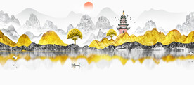 晶瓷画抽象画山水风景画
