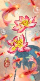 荷花九鱼玄关