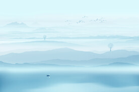 中式意境水墨山水画