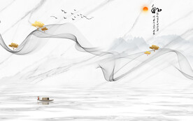 晶瓷画线条抽象画水墨山水风景画