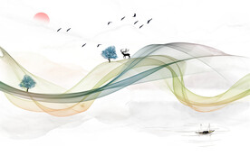 晶瓷画线条抽象画水墨山水画