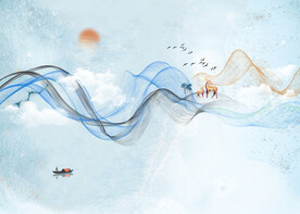 晶瓷画线条抽象画水墨山水画