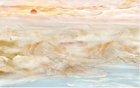 晶瓷画山水风景大理石纹