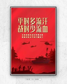 强军海报 平时多流汗占时少流血