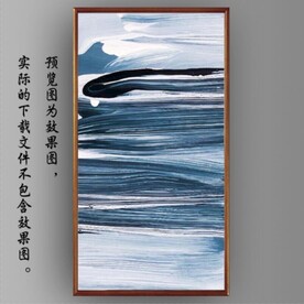 蓝色抽象油画装饰画