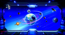 科技科幻太空工装星空背景墙