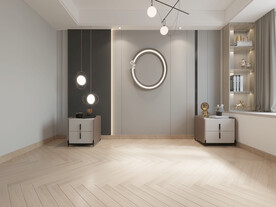 现代极简卧室背景墙空景