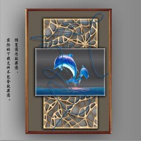 北欧风抽象海豚玄关装饰画