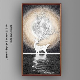 光影抽象麋鹿风景装饰画