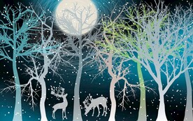 中式树林抽象背景墙