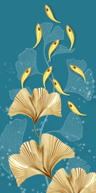 简约羽毛银杏叶九鱼玄关