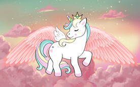 粉色翅膀独角兽背景墙