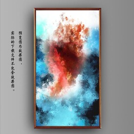 抽象梦幻蓝色水墨装饰油画