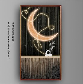 新中式抽象光影麋鹿山水装饰画