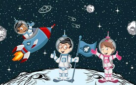 儿童宇航员卡通背景墙