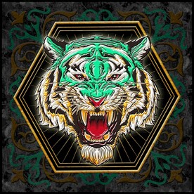 金色抽象线条动物老虎装饰画