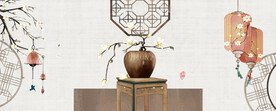 轻奢装饰画 花艺花瓶 灯笼