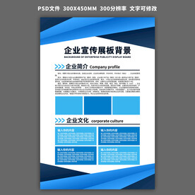 蓝色简约制度展板