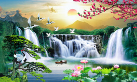 迎客松山水画