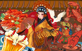 龙虾背景墙