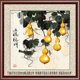 手绘葫芦方型装饰画