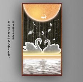 光影灯带爱情天鹅玄关装饰画