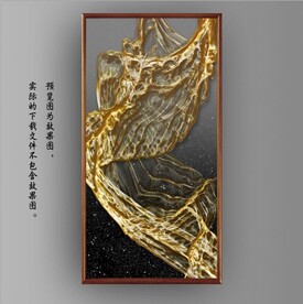 3D抽象金色飘带玄关装饰画