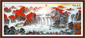 茶桌挂画鸿运当头