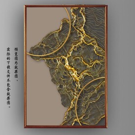 抽象金色立体几何玄关装饰画