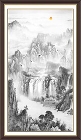 竖幅水墨画