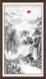 竖幅水墨画