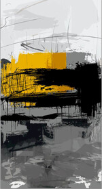 抽象金色水墨油画玄关装饰画 