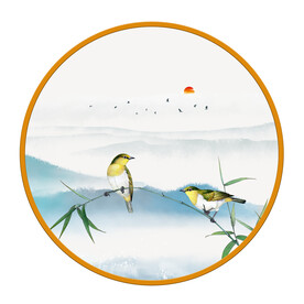 圆形画山水画