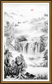 竖幅水墨画