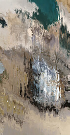 灰绿色抽象色块笔触拼接油画玄关