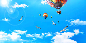 蓝天白云热气球