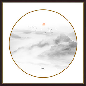 圆形水墨画