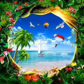 阳光沙滩椰子树