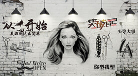理发店工装背景墙