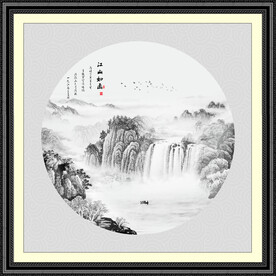圆形水墨画