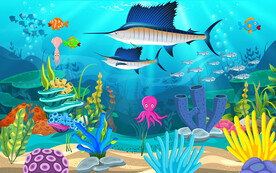 卡通海底乐园背景墙