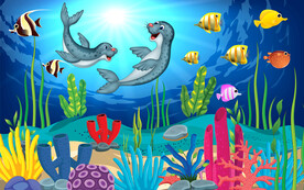 卡通海底世界背景墙