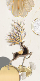 装饰画 麋鹿 杏叶