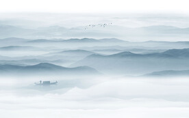 新中式水墨山水背景墙