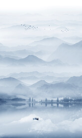 竖幅山水画