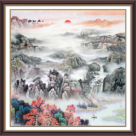 旭日东升国画