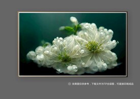 白色唯美抽象立体花朵装饰画