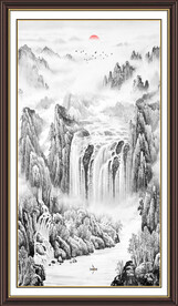 竖幅水墨画