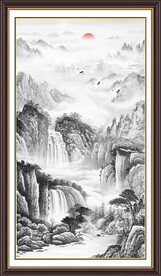 竖幅水墨画
