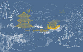 金箔阁楼山水背景墙